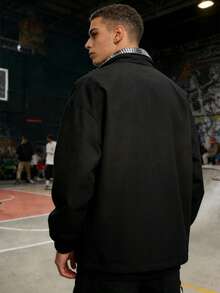 男士休闲宽松格子夹克，立领，轻薄款，春秋季