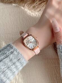 1pc Square Belt Women's Quartz Watch Exquisite And Compact Suitable For Daily Matching With Birthday/Graduation Gifts And Gathe