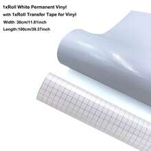 永久性乙烯基卷材套装 - 30 x 100厘米 多色永久性粘性乙烯基卷材 1 包 + 1 包转移胶带，兼容大多数切割机，易于使用，适用于派对装饰、贴纸、工艺切割、汽车贴花