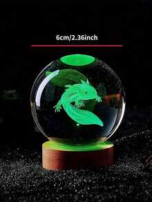 1个3D立体墨西哥钝口螈激光雕刻水晶球灯，多色夜灯，创意生日礼物，送给女友、同学、妻子，玻璃球家居装饰，适用于客厅和卧室 - 彩色 - 查看 10