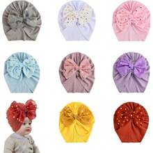 Juego de 8 Gorros de Turbante para bebé, Gorros con Nudo de Lazo Suave, Gorros de Turbante con Lazo, Gorros de Hospital para bebés, recién Nacidos, Envoltura para la Cabeza de 0 a 48 Meses,36984282 - Multicolor - Ver 1