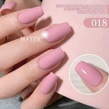 طلاء أظافر جل وردي فاتح رقم 018، لون باستيل حلو كزهر الكرز، يتم تثبيته بالأشعة فوق البنفسجية/الصمام، طلاء أظافر جميل للربيع والصيف - وردي فاتح - مشاهدة 5