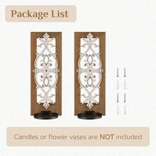 Wood Wall Candle Holder For Farmhouse Decorative Pillar Candle Holders For Wall Decor Vintage Shabby-Chic Wooden Candle Sconces Set Of Two For Fireplace Living Room Bedroom AC568-B - 3d Embossed - View 7
