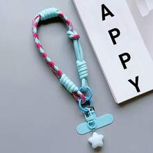 1条时尚可拆卸二合一手带/腕带，带扣环和星星吊坠，男女通用手机挂绳，多功能手机壳配件 - 彩色 - 查看 2