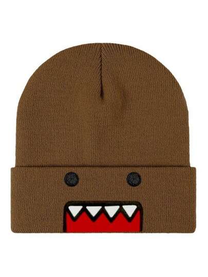 Gorro de punto bordado con diseño de dibujos animados de colores múltiples - Gorra casual de uso diario, gorro de esquí personalizado y de moda