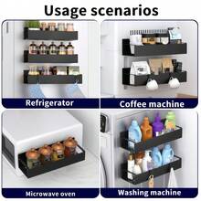 Giá đựng gia vị từ tính 4 món - Dung tích lớn, gắn tường, không cần khoan, lưu trữ đồ dùng nhà bếp - Chất liệu nhựa bền, có thể đựng đồ uống và các vật dụng khác, phù hợp với tủ bếp, thành tủ lạnh - Màu đen - Nhiều màu - Xem 4