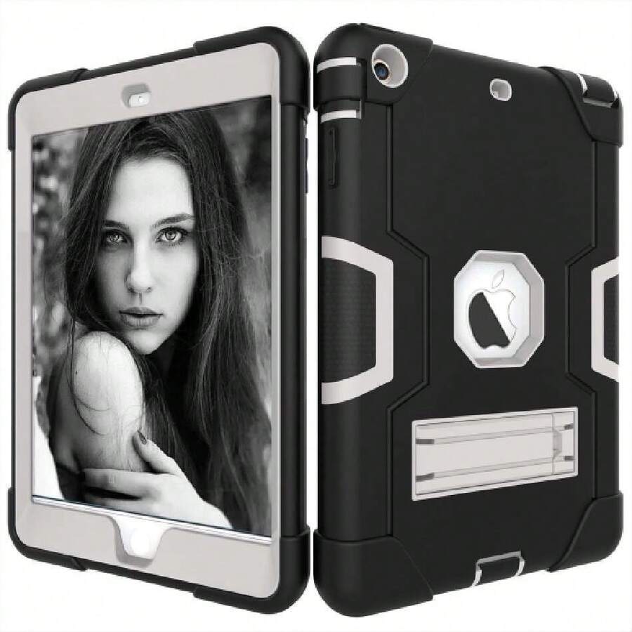 Funda para iPad Mini, Funda para iPad Mini 2, Funda para iPad Mini 3, Funda para iPad Mini Retina, Carcasa Case Estuche Funda protectora delgada resistente a prueba de golpes con soporte incorporado para iPad Mini 1/2 / 3-negro gris,36999908 - Rosa Fucsia - Ver 1