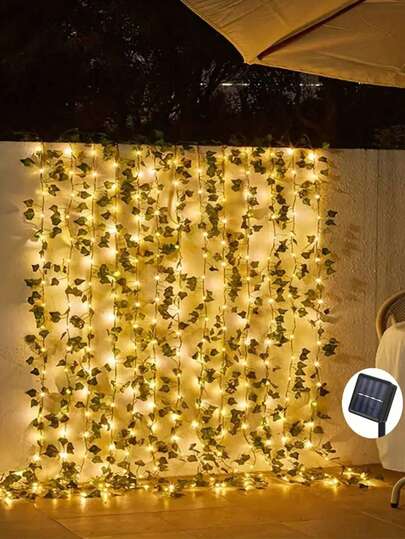 1PC LED Outdoor Waterproof Solar-Powered LvyGreenery Vine Light With 8 Lighting Modes, Starry SkyOutdoor Garden Decoration Lighting For AmbienceEnhancement,Festival Party Decorative Lighting, WeddingOrnament Lllumination, Tent And Room Ornament ColoredLighting, Size:10m 100 Lights Fall Decor House DecorOutdoor Decor