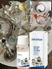 银饰清洁剂，清洁银饰、戒指和项链，清洁保养液，银饰和戒指清洁剂；去除污渍并防止氧化；也可用于清洁银饰和去除戒指上的氧化物。 - 彩色 - 查看 3