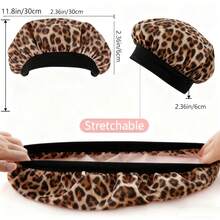 [Gorro de satin de estampado de leopardo (éxito viral)]Estampado de leopardo dorado + borde elástico | Modelo dual para cuidado capilar/salidas | Articulo elegante para amantes del cabello/fashionistas - Estampado de leopardo - Ver 2