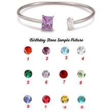 Customized Birthstone Bracelet, Gold Color, Personalized Mother's Bracelet, Inlaid With Exquisite Gemstones, Minimalist Stainless Steel Jewelry, Gift For Best Friend