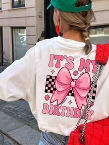 Tween Girls Students Casual Printed White Crew Neck Short Sleeve T-Shirt, Summer Top - White - View 9