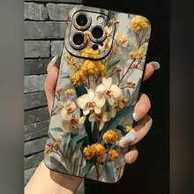 2026 Nueva Funda de Teléfono Esmerilada, Funda de Teléfono con Estampado Floral de Flores Amarillas y Blancas, Adecuada para  17 15 Pro Max,  17 14 Pro,  17 13,  17 12,  Galaxy S23 S22 S21 S20, Funda de Teléfono para Parejas, Regalo para Novio Novia, Regalo de Vacaciones - Blanco antiguo - Ver 1