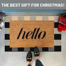 IOHOUZE Buffalo Plaid Checkered Rug 2x3 Ft Front Door Mats, Washable Area Rugs For Front Porch Welcome Mats Indoor Outdoor, Entryway Door Rug For Entryway, Home Entrance, Tan Black,One-Size,TanandBlack2x3Rectangular - 棕褐色和黑色 2x3 矩形 - 查看 3