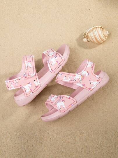 1 Pair Boys' Comfortable, Fashionable, Casual, Lightweight, Cute Black Dinosaur Soft Cartoon Beach Sandals, Summer