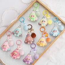 1个可爱3D植绒甜点钥匙扣吊坠，卡通卡哇伊直播配饰，成人玩具