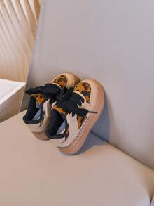 Girls' Leopard Print Casual Sneakers, Winter New Trainers - Khaki - View 4