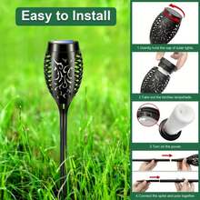 8pcs Outdoor Warm Light Solar Torch Light, Waterproof Solar Light, LED Flashlight For Outdoor Decoration, Suitable For Outdoor Garden And Courtyard Decoration, IP44 Waterproof Courtyard Lighting - Orange - View 11