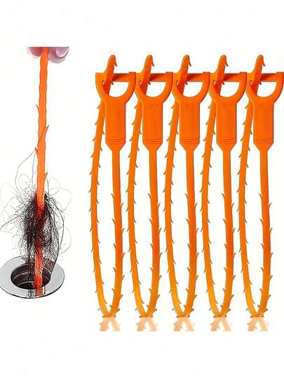 1/4pcs 20-Inch Drain Clog Remover Tool, Hair Catcher Drain Cleaner For Kitchen Sink, Shower, Bathroom, Drain, Designed To Effectively Capture Hair When Cleaning Shower, Kitchen Sink, Bathtub And Bathroom Pipes, Kitchen Gadgets, Bathroom Accessories, Bathroom Tools