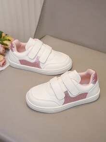 1 par de zapatillas de moda unisex para niños, zapatos deportivos para exteriores y escuela en primavera/otoño, zapatos sin cordones de PU, zapatos para bebés/niños pequeños para todas las estaciones, recomendados para Ramadán, Eid Al-Adha y regreso a la escuela - Rosa - Ver 1