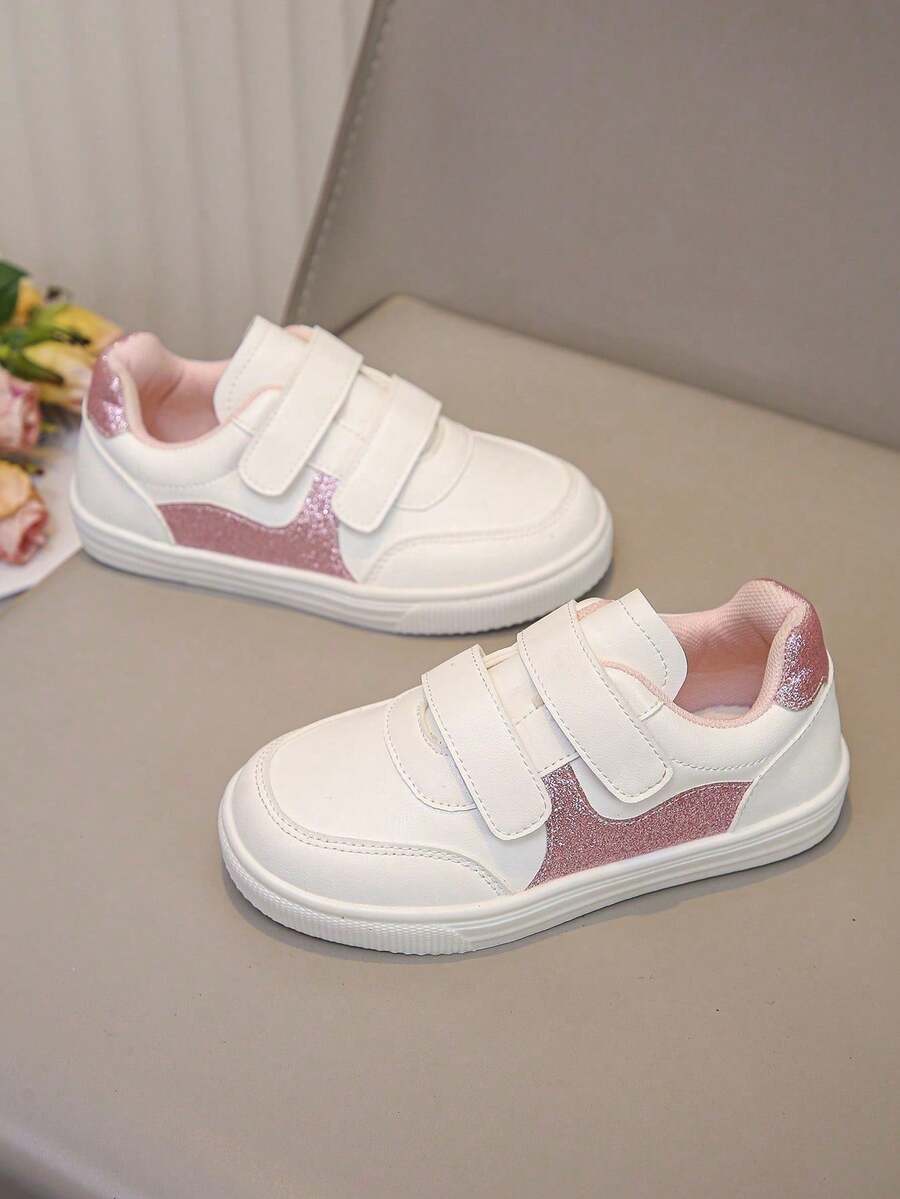 1 par de zapatillas de moda unisex para niños, zapatos deportivos para exteriores y escuela en primavera/otoño, zapatos sin cordones de PU, zapatos para bebés/niños pequeños para todas las estaciones, recomendados para Ramadán, Eid Al-Adha y regreso a la escuela - Rosa - Ver 1