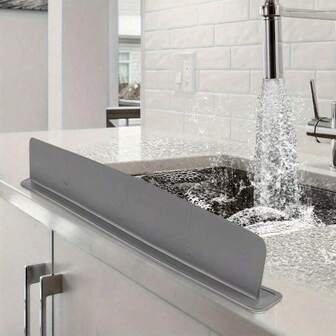 Silicone Sink Splash Guard – Flexible Waterproof Splash Guard Suitable For Kitchen Sinks, Bathroom Wash Basins, Dishwashing Basins And Vegetable Basins, Countertop Water Stopper, Laboratory Sink Protector, Reusable Kitchen Sink Accessory, Easy To Clean Practical Household Sink Silicone Splash Guard, Kitchen Gadget, Kitchen Essential, Home Essential. (Bottom Without Suction Cup Design, Bottom Can Stand Firmly Even If Not A Smooth Contact Surface)