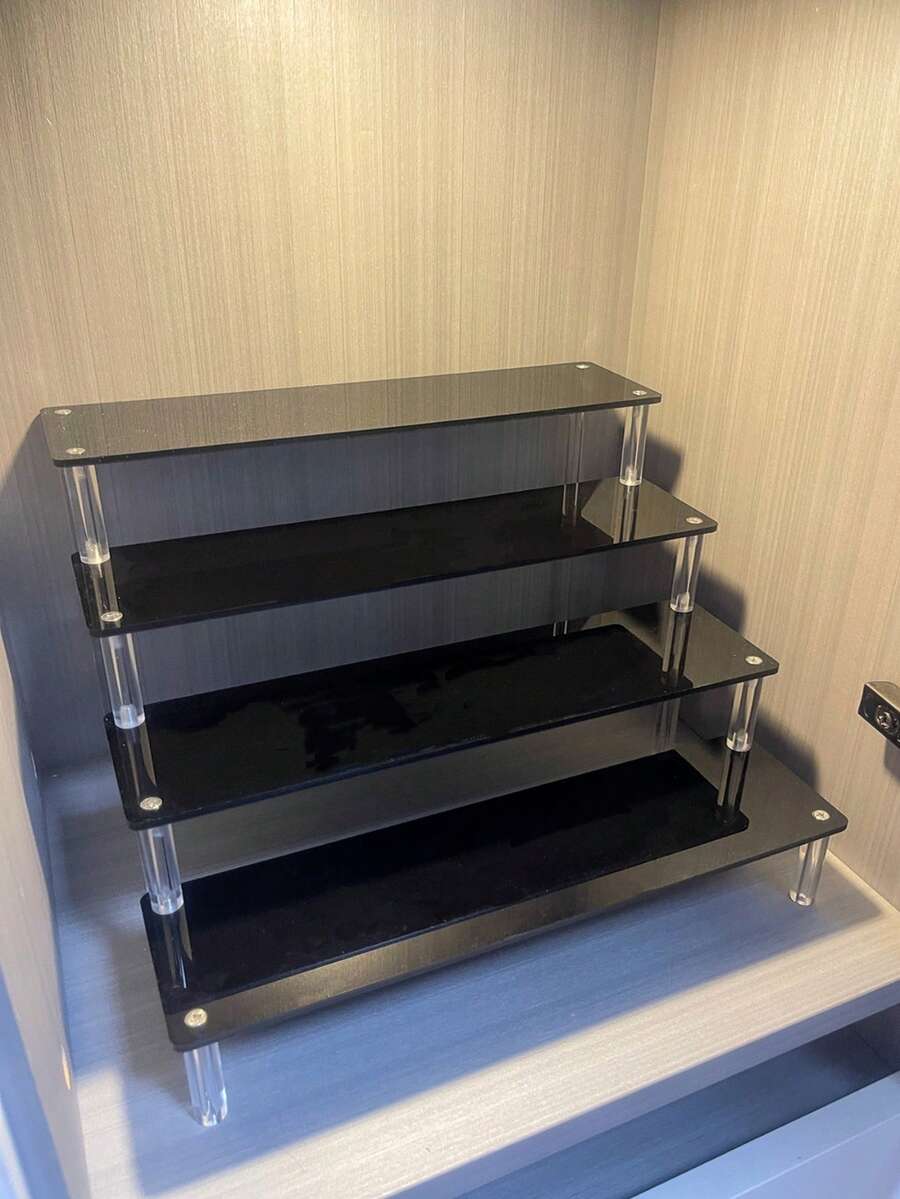 1pc Black Acrylic Multi-Tier Perfume Display Stand, Multifunctional Storage & Organization Rack. Room Decor, Cosmetics Storage.,Makeup Bag,Travel Essential