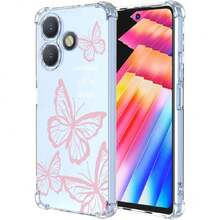 Case For Infinix Hot 30 4G, Transparent Mobile Phone Case With Pink Butterfly Design, Soft Crystal Protective Silicone Case For Infinix Hot 30 4G, 37008200 - 明亮 - 查看 1