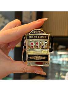 1pc Mini Slot Machine Keychain, Mini Casino Lucky Charm Keyring, Pocket Stress Relief Toy Pendant - Multicolor - View 11