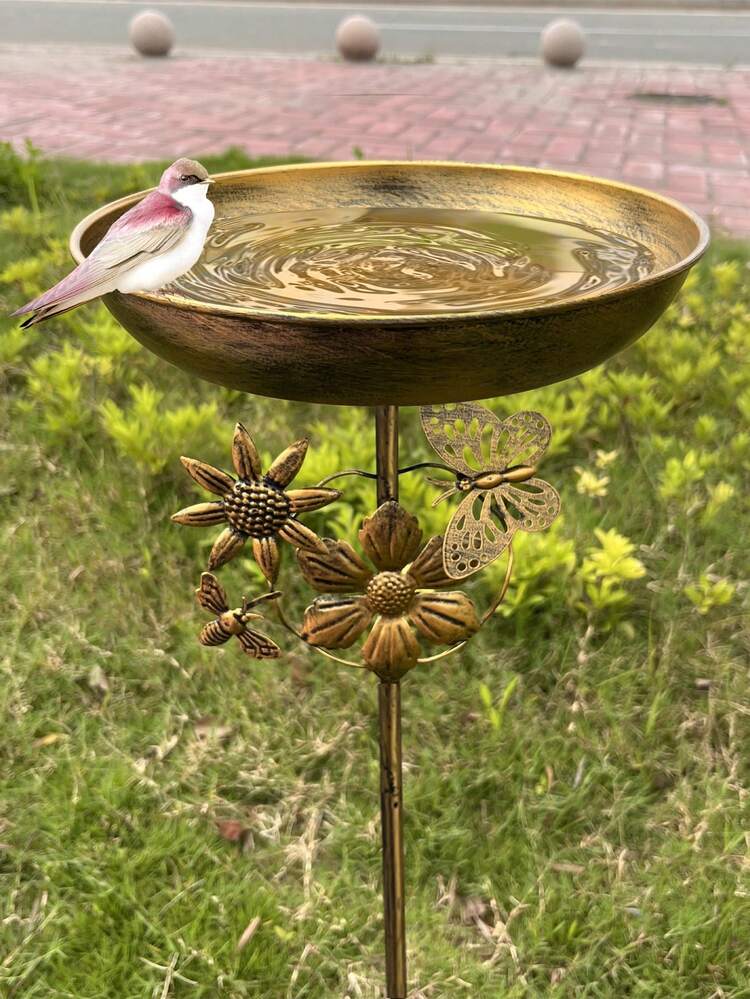 1 Stück Vintage Vogelbad für Outdoor, Metallvogelhaus, Vogelbadewanne für Outdoor, Kolibri-Futterstation, geeignet für Garten, Hof, Terrasse und Rasendekoration, Außendekoration, ideales Geschenk für Vogelliebhaber, zieht Wildtiere an, perfekte Gartendekoration - Verschiedenfarbig - Übersicht 6