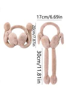 可爱毛绒兔耳耳罩，保暖防风，适合学生冬季穿着，也适合女性冬季服装 - 彩色 - 查看 4