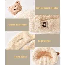 Gorro de invierno con pompón para niños, 3 en 1 Gorro Bufanda Guantes Set,Invierno de Punto Caliente Gorro sin ala Gorro Suelto,Para niños y niñas.,36984514 - Gris - Ver 6