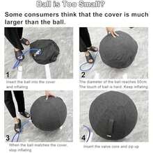 Silla de pelota de ejercicio con funda de tela, tamaño estándar (65 cm), para oficinas en casa, entrenamiento de equilibrio, pelota de yoga - / - Ver 4