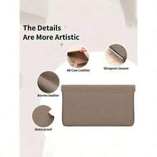1PC Self-Sealed Leather Wallet & OrganizerAll-In-One Storage For Passport, Driver's License, Cash, Earphones, And Data Cables.Perfect Business-Casual Companion For Women – A Versatile Wallet And Cosmetic Bag In One. - Brown - View 3