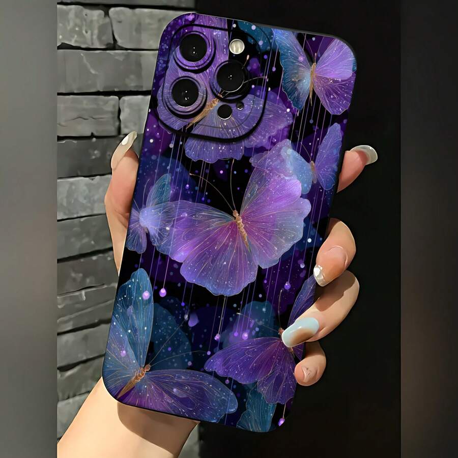 2026 nueva funda de teléfono esmerilada, funda de teléfono diseño de mariposa galaxia púrpura para iPhone 17 14 13 12 11 Pro Max y funda de protección para teléfono Galaxy S23 S22 S21 S20 Plus, regalo de funda de pareja para novio y novia, regalo de vacaciones - Blanco antiguo - Ver 1