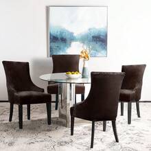 Stretch Wingback Chair Cover - Reusable Side Chair Slipcover, Accent Chair Protector Dining Room, Banquet, Home Decor (Silver, 2PC) - 02 Velvet Brown - View 2