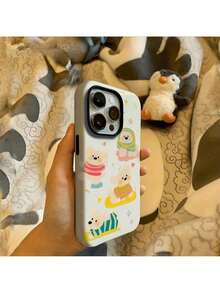 Funda de Teléfono SamsungA Dos en Uno con Diseño de Suéter de Viento y Cachorro, Compatible con iPhone 16 Pro Max, 12, 13, 14 y 15 Pro Max.Ofrece una sensación premium, protección contra caídas y un estilo de dibujo animado creativo, con un diseño de lente elevada para la protección de la cámara, asegurando durabilidad y protección mejorada. - Blanco - Ver 6