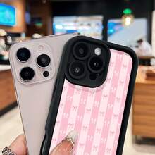 Pink Bow Pattern Phone Case Compatible With  17  16 Pro Max  15 Pro Max  13 And  12 Made Of TPU Material Providing Shock And Drop Protection A Great Gift For Family Friends Loved Ones Boyfriends Girlfriends And For Christmas - Black - View 3