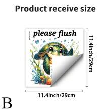 1pc Underwater Adventure Toilet Seat Decal - Cute Cartoon Sea Turtle & Ocean Scene, Removable Sticker, Kids Bathroom Makeover Sticker Set - Ocean Theme Vinyl Decal For Toilet Lid And Walls, Unique Bathroom Gift Idea - Playful Sea Turtle Toilet Seat Sticker, Self-Adhesive Decoration, Ideal For Pet Lovers And Coastal Homes - Multicolor - View 13