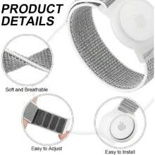 Vancle 2Pack AirTag Pulsera para niños, funda protectora Apple Air Tag con pulsera de nailon, funda antipérdida para rastreadores GPS, correa elástica para reloj para niños pequeños, niñas y ancianos,36979990 - Champán - Ver 5