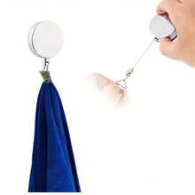 1pc Automatic Retractable Towel Rack - Adhesive Wall Mounted Towel Bar With Stainless Steel Cable And Strong Clips, Adjustable Tension, Suitable For Bathroom - Multicolor - View 7