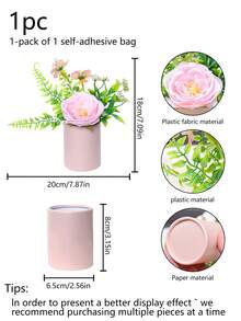 1pc Artificial Synthetic Flower Pink Aesthetic Decorative Piece, Suitable For Valentine's Day, Wedding Party, Party Scene Decoration, Decoration For Family Living Room Table, Bookshelf Or Window Sill, Outdoor Garden And Party Atmosphere Potted Plant Decorative Piece - Pink - View 8