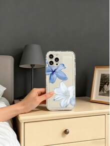 Summer Floral Blue Lily Transparent Phone Case, Compatible With IPhone 16/11/12/13/14/15/15 Pro/15 Plus/15 Pro Max/7 Plus/8 Plus/X/Xs Max/Xr/11 Pro/12 Pro/13 Pro/14 Pro/12 Mini/13 Mini/11 Pro Max/12 Pro Max/13 Pro Max/14 Pro Max/14 Plus/6/6s/6 Plus/7/8/16 Pro/16 Plus/16 Pro Max/SE, And Galaxy A54/A14/A12/A13/A15/A32/A33/A24/A52S/S20/S21/S22/S23/S24/S23 Plus/S24 Ultra/S25/A15/A33/A23, Waterproof, Shockproof, Anti-Fall, Anti-Scratch - Multicolor - View 5