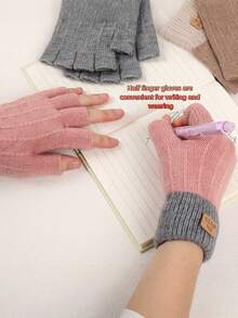 1 Pair Fashion Autumn/Winter Thickened Flip-Top Half Finger Gloves, Knitted Knitted Half Palm Fingerless Touchscreen Gloves For Men And Women, Suitable For Daily, Outdoor, Cycling, Students, Writing, Home Office, Typing, Keeping Warm, Can Be Given As Holiday Gifts To Friends And Family