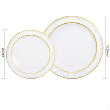 50/25/14/7/1pcs Transparent Hammered Double Gold Rim Plates, Transparent Bottom With Gold Rim, Elegant Dessert Plates, Pasta Plates, Pizza Plates, Cake Plates, Salad Plates, 7.5 Inch/10.25 Inch Sizes, Reusable And Easy To Clean, Suitable For Outdoor, Parties, Birthdays, Weddings And Holiday Gatherings - Clear - View 2
