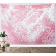 1pc Bohemian Style Pink Cloud & Floral Pattern Tapestry - Lightweight Polyester Wall Hanging With Star Accents For  Bedroom Living Room Dorm Decor Bedroom Wall Decor|Romantic Decor|Soft Fabric Appearance Room Decor - 彩色 - 查看 2