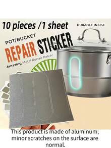 10pcs/50pcs/100pcs/200pcs Pot/Bucket Crack Repair Patches, Stainless Steel Pot Repair Patches, Bucket Repair Patches, Pot Repair Patches, Practical Pot & Bucket Repair Tape Set, Waterproof, Oil-Resistant, High-Temperature Resistant Aluminum Foil Tape, Essential Household Item