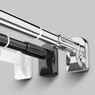 1pc No Drill Adjustable Tension Rod, Multi-Purpose Telescopic Rod With Plastic Base + Stainless Steel Tube, Suitable For Wardrobe, Shower Curtain, Window Curtain, Door Curtain, Applicable For Wardrobe, Bathroom, Door, Window, Kitchen, Home Goods, Bathroom Accessories Bathroom Accessories Bathroom Tools