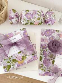 Papel de embrulho para presente com estampa de ursinho de pelúcia roxo em formato de trombeta (5/10/20 unidades), resistente à umidade e a impactos, ideal para aniversários, Dia dos Namorados, presentes, roupas, embalagens de presentes e decoração de caixas. - Multicolorido - Ver 5