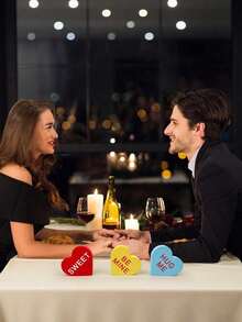 6件套 - 情人节装饰心形桌面摆件，木质多层托盘装饰，可爱“做我的爱人，永远属于你”对话糖心，适合情人节、结婚纪念日礼物、餐桌墙面装饰、圣诞节装饰，多层托盘糖心摆件，农舍风格甜蜜心形桌面装饰，经典家居餐桌装饰礼品 - 彩色 - 查看 6